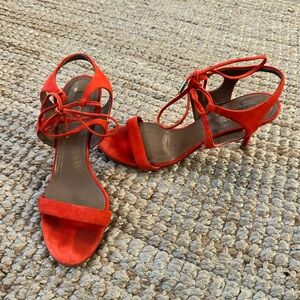 Aquazzura coral suede Strappy sandal ankle tie Size 39.5